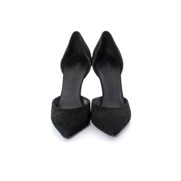 Vince Black Suede D’Orsay Pointy Toe Stiletto Pumps Shoes Womens 7.5M/38EU Italy - Picture 2 of 9